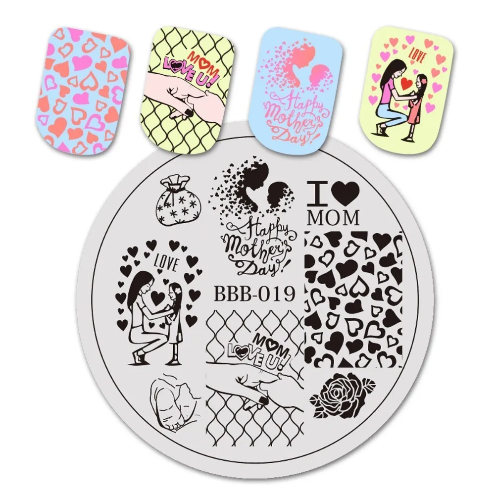 BeautyBigBang 5,6*5,6 см штамповка для ногтей фестиваль пасхальное яйцо и кролик дизайн ногтей штамп трафареты шаблонные штампы BBB-018 - Цвет: BBB-019
