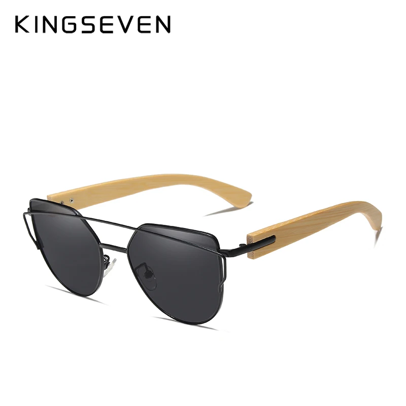 KINGSEVEN фирменные бамбуковые солнцезащитные очки кошачий глаз поляризационные