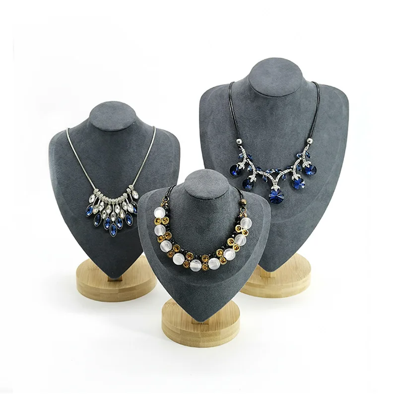  Bamboo Necklace Display Stand Pendant Display Jewelry Holder Jewellry Mannequin Bust Necklace Windo