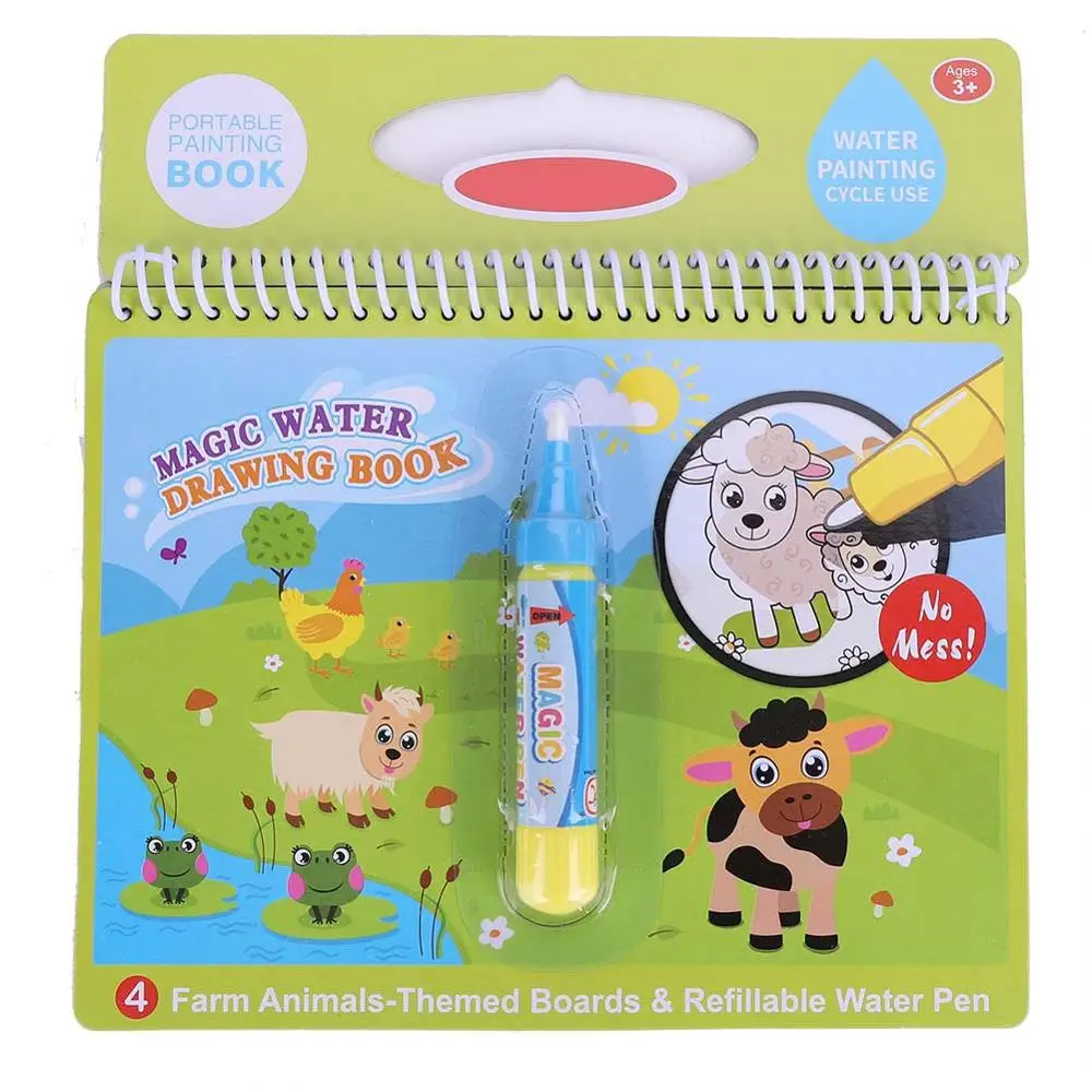 Новая волшебная книга для рисования водой с ручкой для рисования многоразовая раскраска для детей Мальчики Девочки Обучающие игрушки доска для рисования - Цвет: Farm