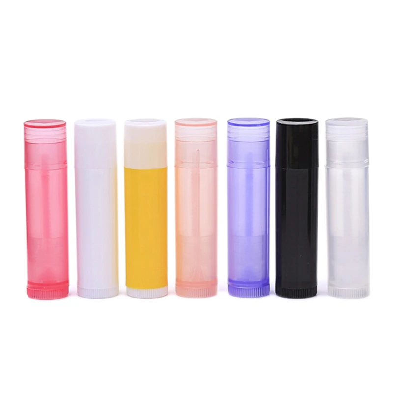 

10pcs/lot 5g 7 Candy Colors Lip Tubes Containers Transparent Empty Plastic Lip Balm Tubes Lipstick Case Wholesale