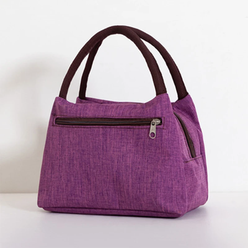 Aosbos Оксфорд портативный охладитель холст для обеденного мешка пикника Tote сумки твердые теплоизолированные сумки для еды на плечо для мужчин женщин детей - Цвет: Purple