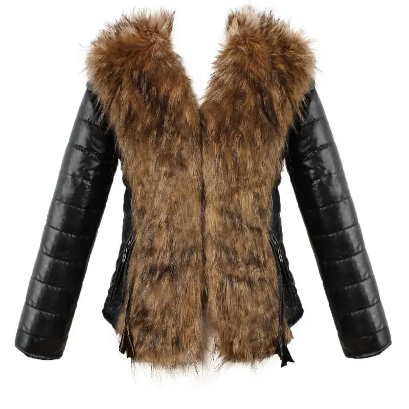 

2018 Hooded Faux Fur Coats Women Parka Overcoat Warm Leather Thick Jacket With Sash Women Coat Plus Size