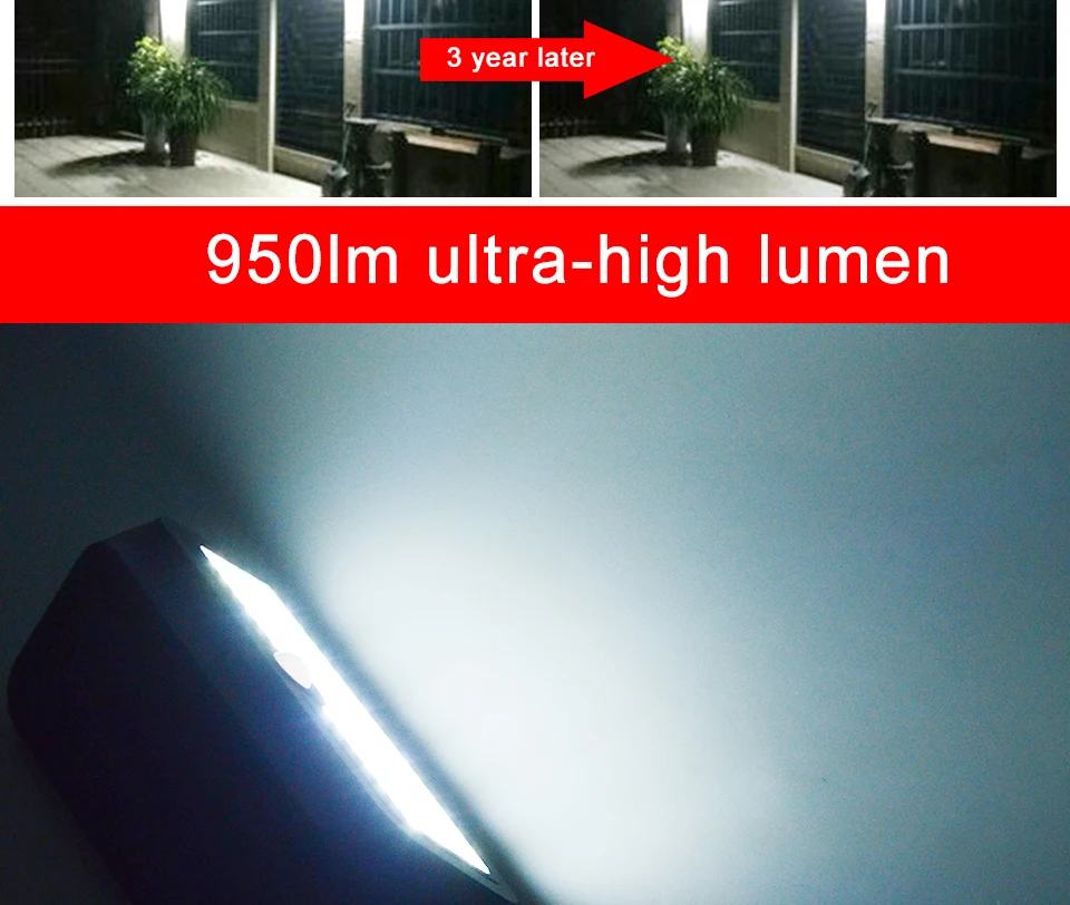 46 светодиодный светильник на солнечной батарее, уличный водонепроницаемый 950лм, PIR датчик движения, солнечная энергия, светодиодный светильник для сада, дорожка для двора, аварийная настенная лампа