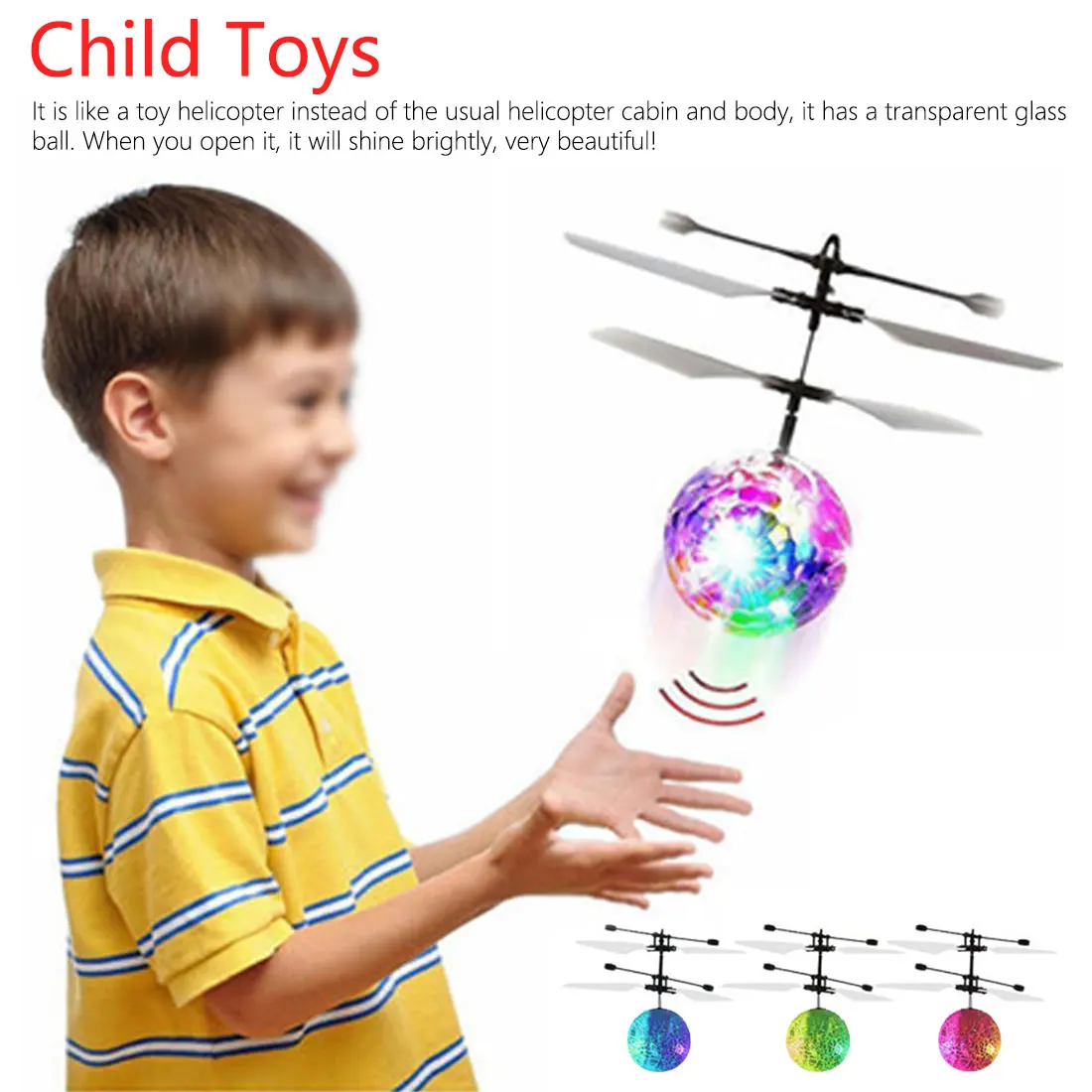 

Aircraft Fly Ball Toys Hand Induction RC Flying Lighting Crystal Ball Sensing Aircraft Toy without/with remote control