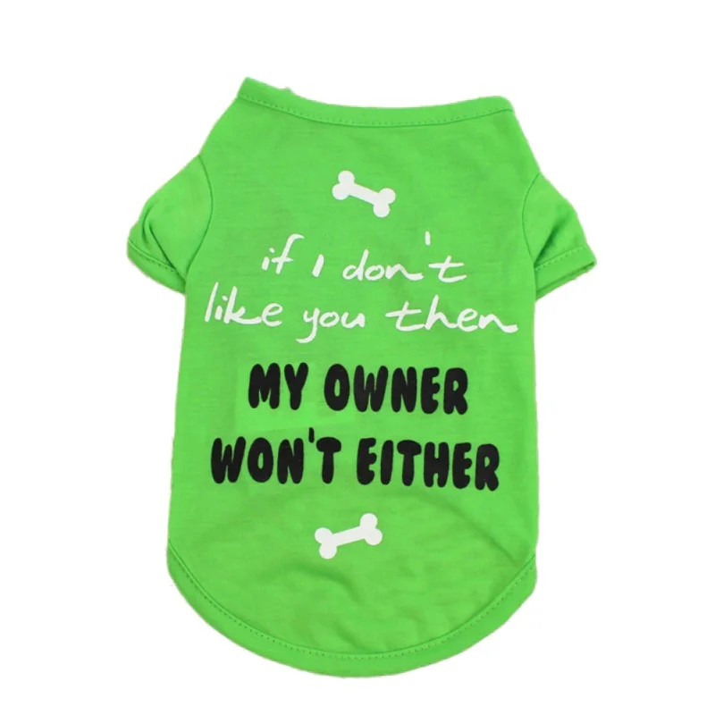 Pets Dog T shirt Letter Bone Printed Short Sleeves Vest Spring Autumn