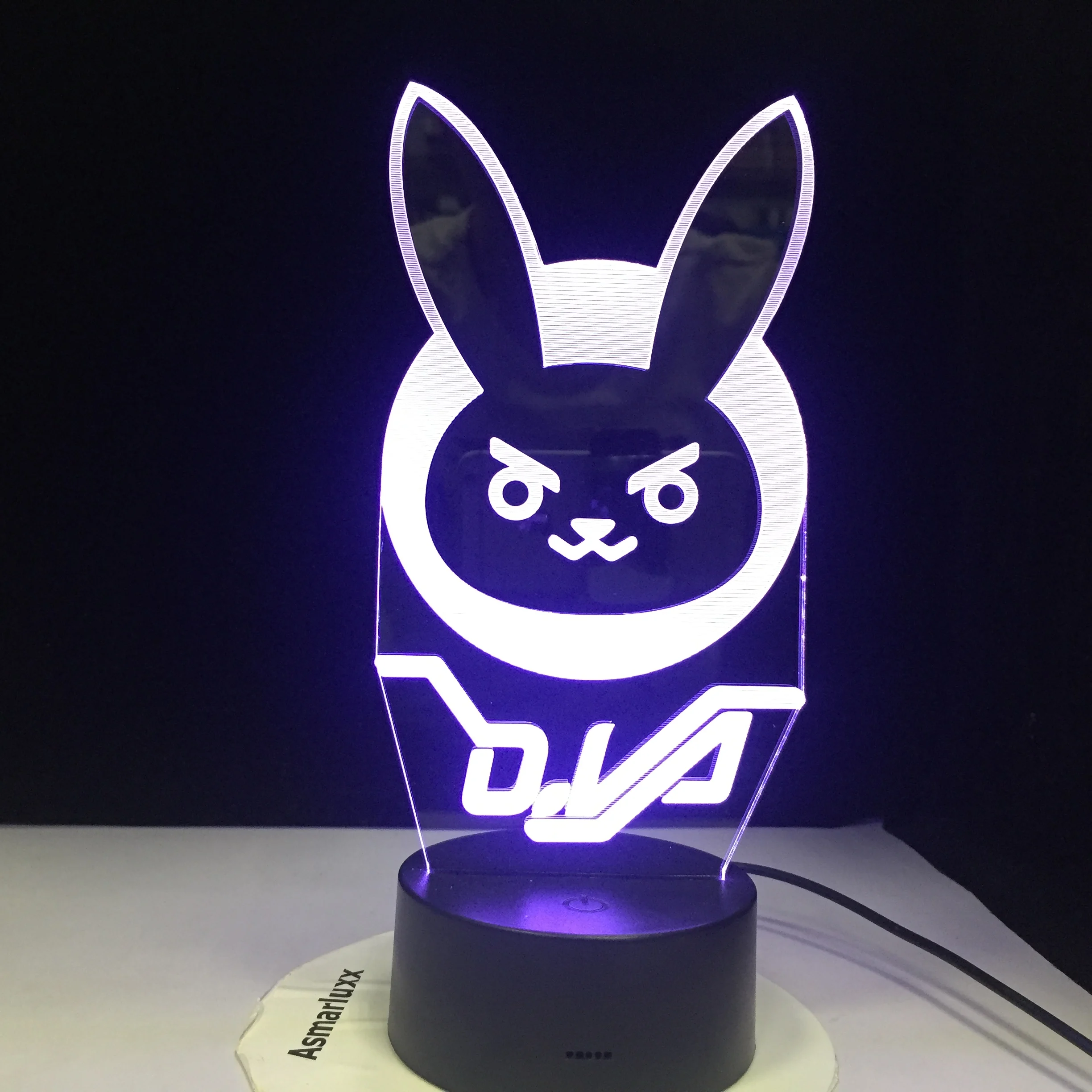 Мультфильм 3D LED освещение животное кролик акрил RGB ночник USB сенсорный контроль