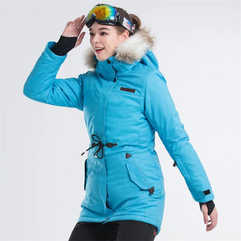 Женская зимняя теплая куртка, лыжная куртка, женская куртка для сноуборда, зимняя куртка, Chaqueta Nieve Roupa Ciclismo Feminina, лыжная одежда - Цвет: blue