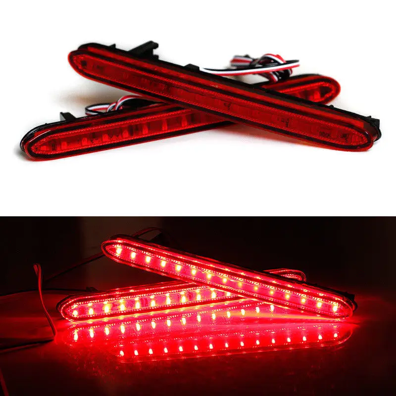 2Pcs LED Auto Car Red Rear Bumper Reflectors Light Tail Brake Parking Warning Night Runing Lamps