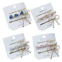 3Pcs/Set Korean Fresh Women Styling Hair Clip Sweet Acrylic Flower Hairpin Imitation Crystal Beaded Hollow Out Bowknot Barrette 3Pcs/Set Korean Fresh Women Styling Hair Clip Sweet Acrylic Flower Hairpin Imitation Crystal Beaded Hollow Out Bowknot Barrette