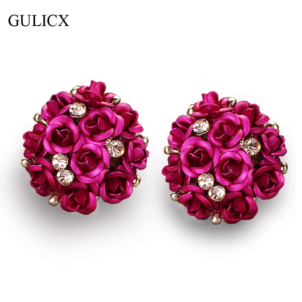 Женские серьги пусеты Gulicx с большим цветком розы 2 см|rose flower stud earrings|flower earringsbrand
