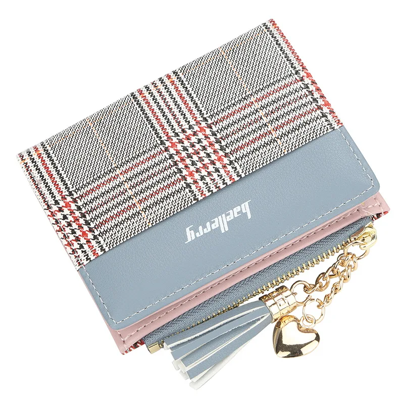 

Baellerry New Card Bag Slipper Ladys Short Wallet Stripe Three-fold Horizontal Wallet Change Wallet Women Purses