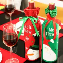 6 шт./партия, чехол для бутылки Санта-Клауса, Рождественская бутылка вина, сумка для ужина с бантом, Красная рождественская Домашняя вечеринка с оленем, декорации Санта-Клауса