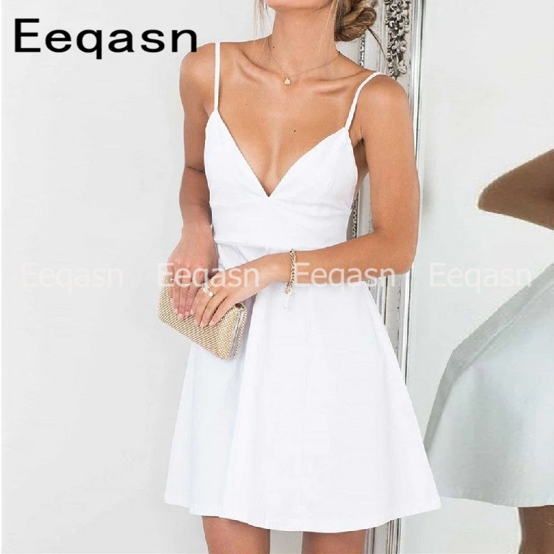 Simple white spaghetti strap dress Clearance