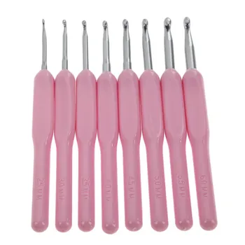 

8pcs/set Crochet Hooks Soft Silicone Handle Ergonomic Grip Aluminum Crochet Hook Knitting Needles Set Sewing Tools 2.5-6.0mm