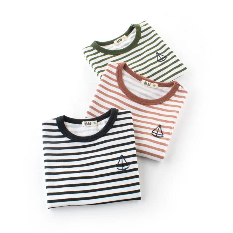 

Ins Explosion T-Shirt Modis Korean Children'S Wear T-Shirt For Boy Striped Pattern Boy Short Sleeve Wholesale Baby Clothes
