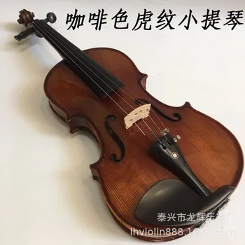 

Pure Hand-made Universal Violin Real Tiger Carved Hibiscus Violin Classic Brown 4/4-1/8