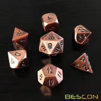 Bescon Heavy Duty Old Bronze Solid Metal Dice Set, Ancient Metallic Polyhedral D&D RPG Game Dice 7pcs Set 1
