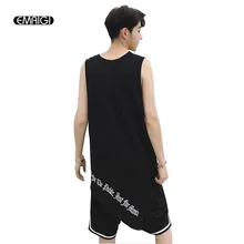 Мужская Высокая уличная мода хип-хоп длинная майка с вышитыми буквами мужские футболки без рукавов жилет