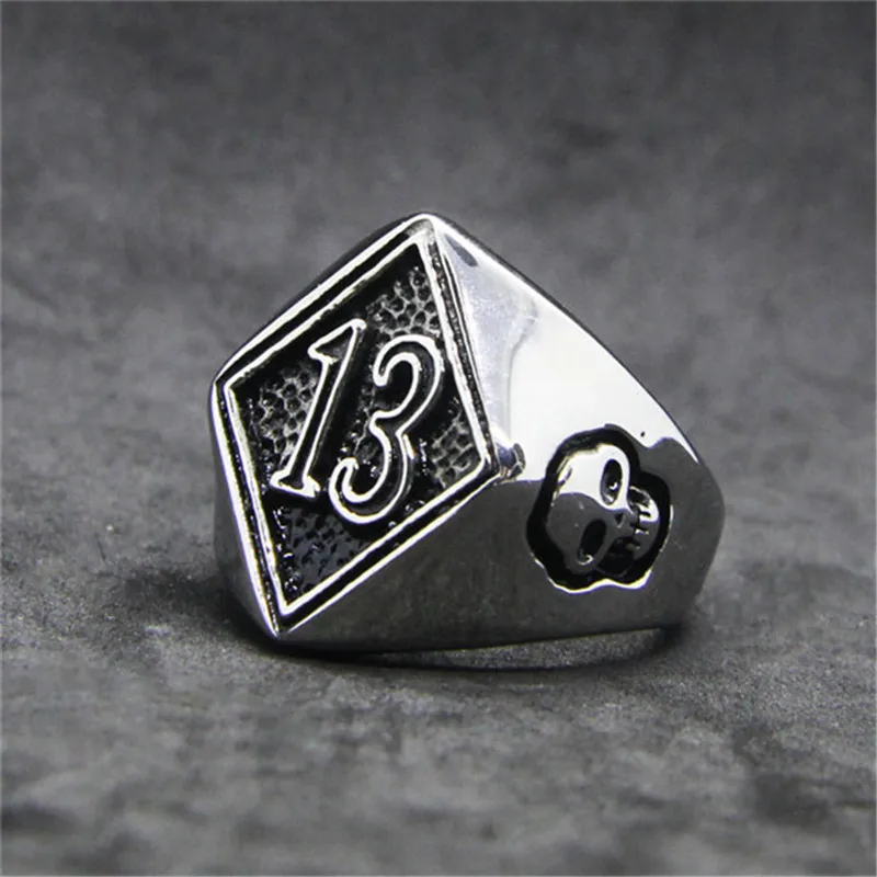 

1pc New Design size 7-19 Number 13 Skull Ring 316L Stainless Steel Jewelry Band Party Men Boys Cool Skull Ring