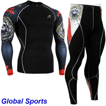 

2017 Men Yoga Set long sleeve Sportswear Workout clothes suit elastic running tights sets spandex Basketball sport suits
