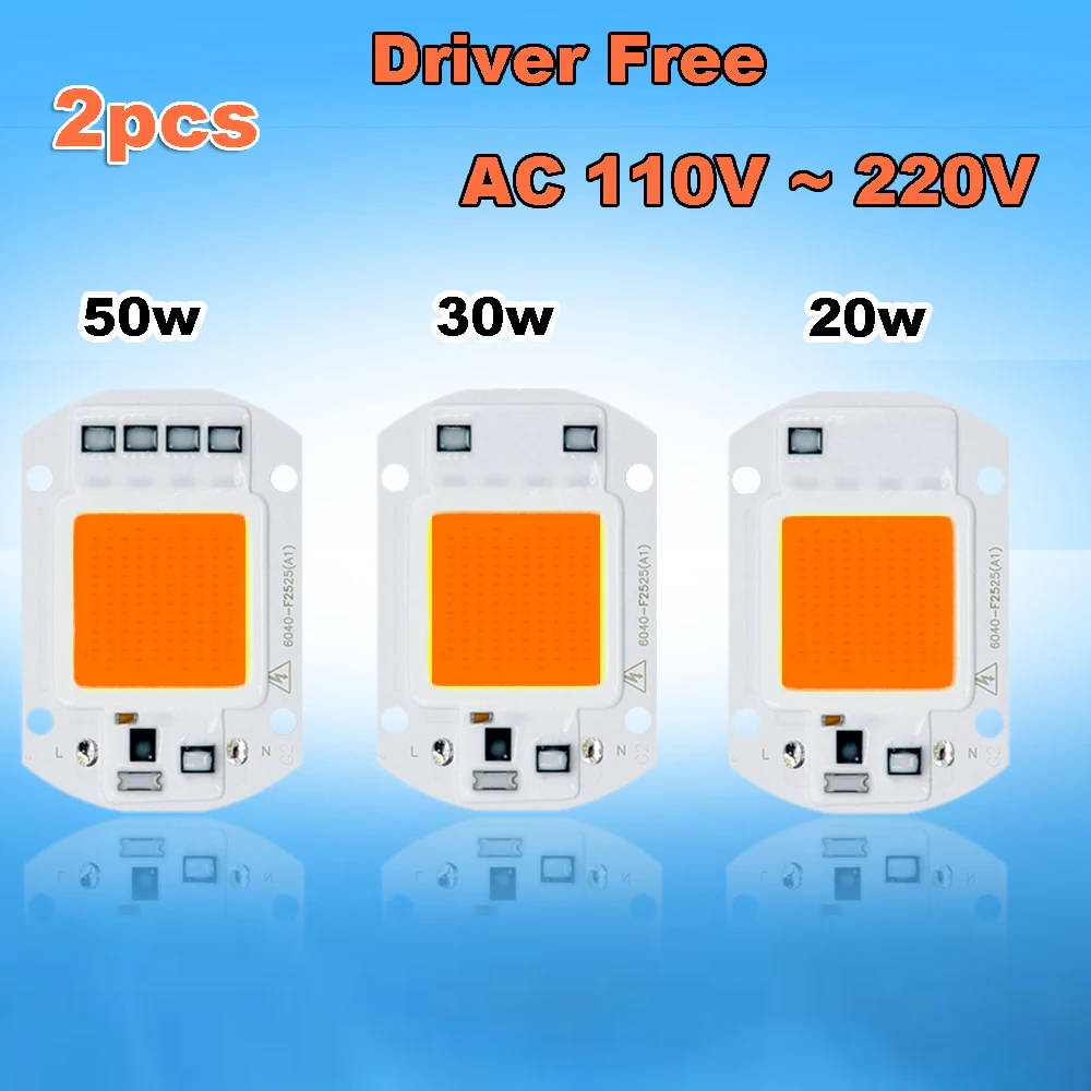 2 шт. реального Мощность драйвер Бесплатная Вход AC 110 В ~ 220 В 20 Вт 30 Вт 50 Вт полный спектр удара Светодиодные лампы для растений Светодиодная