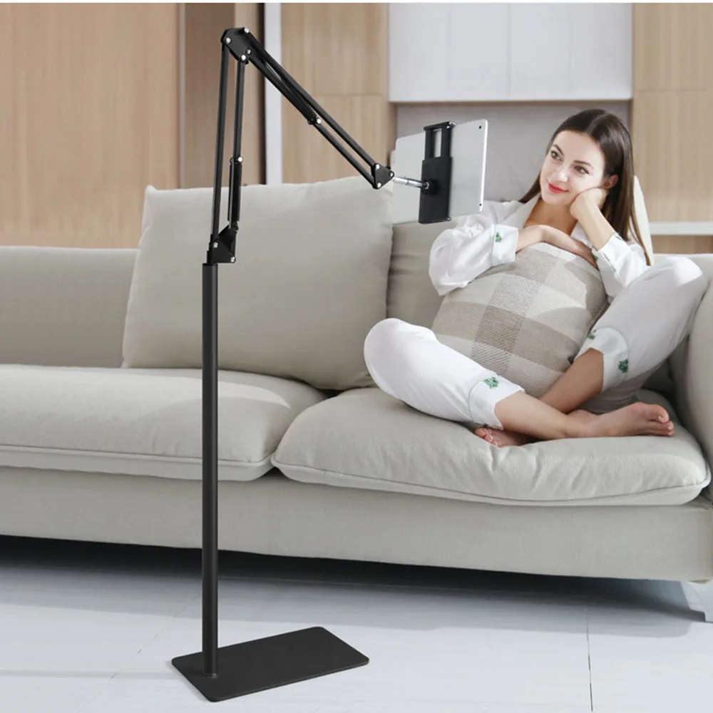 

RINKIN ajustable long arm floor stand for mobilephone 360 degree rotatable holder for tablet smartphone h