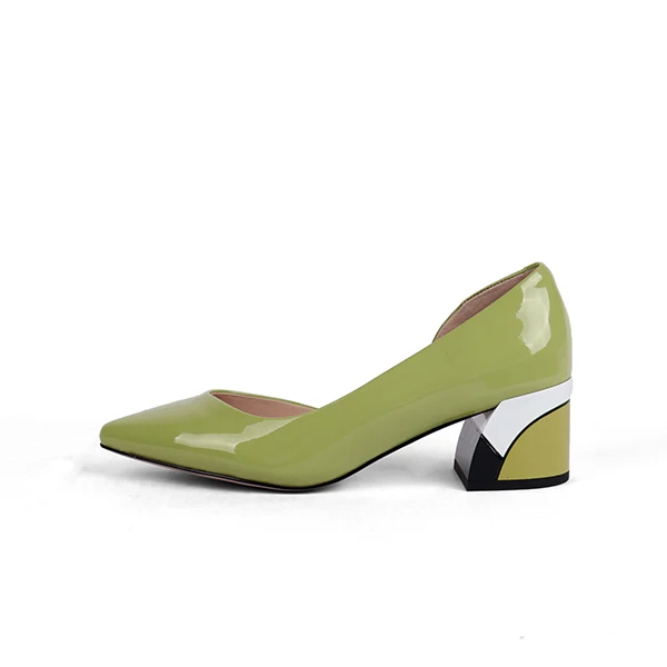 SOPHITINA/модные разноцветные туфли-лодочки; удобные туфли из лакированной кожи высокого качества на квадратном каблуке; пикантные новые туфли-лодочки с острым носком; PC163 - Цвет: Green