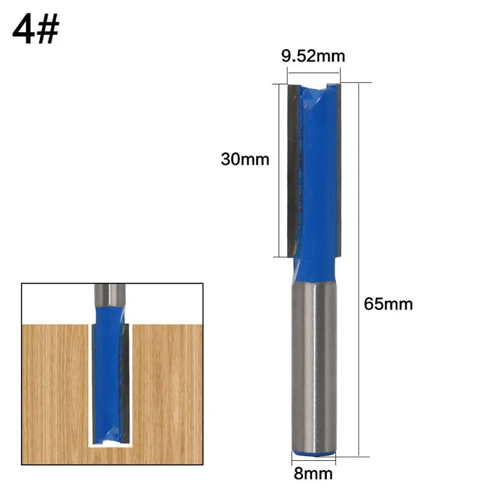 1 шт. 8 мм хвостовик прямые длинные лезвия заподлицо отделка древесины фрезы промышленного класса две флейты деревообрабатывающие фрезы - Длина режущей кромки: NO 4