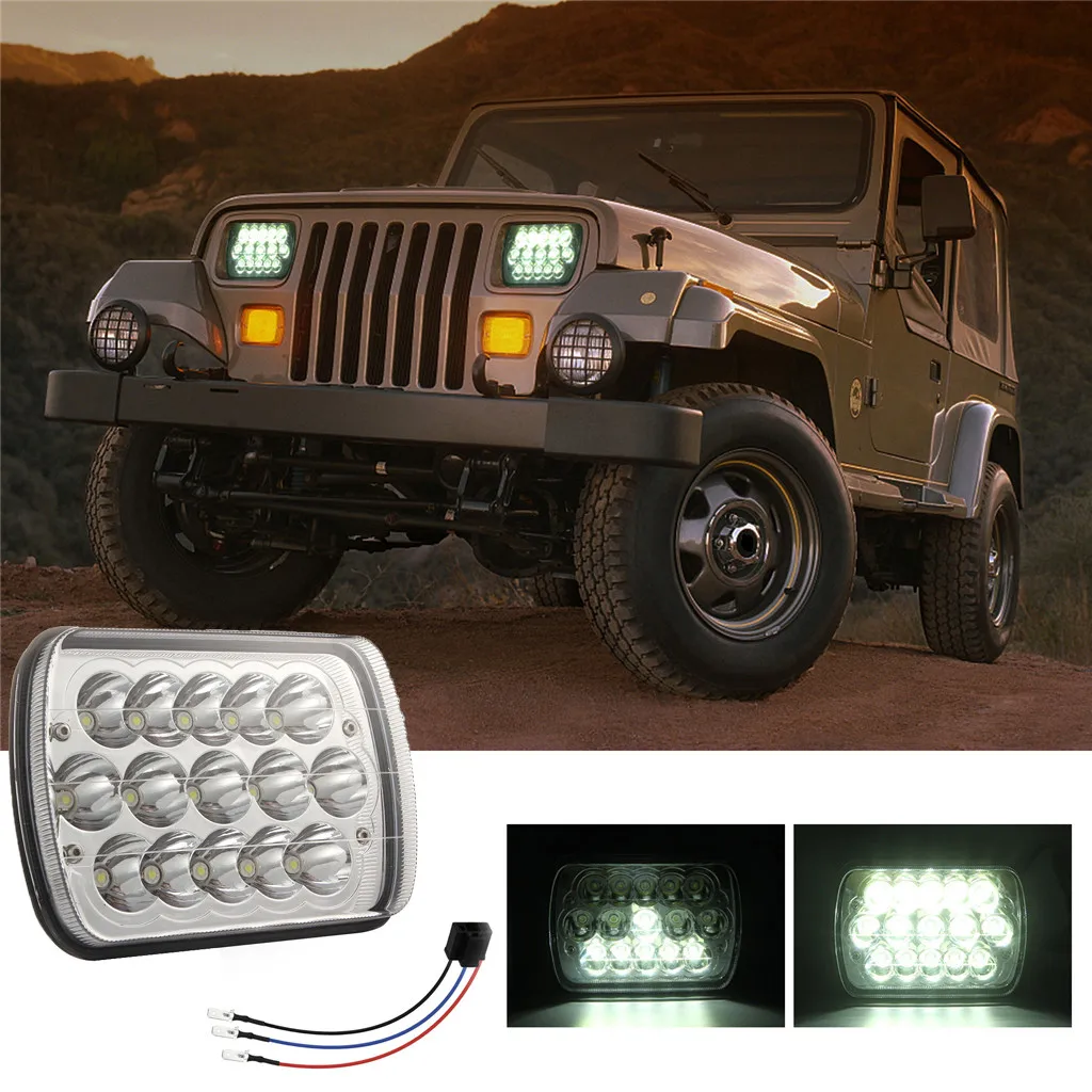 

Square 300W 5x7 inch 3 Row LED DOT HID Light Bulbs Clear Sealed Beam Headlamp for Jeep Wrangler YJ Cherokee XJ H6014 H6052