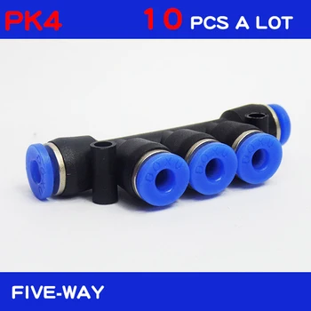 

High quality 10pcs Pneumatic fittings PK4, 4mm 5-way push in quick joint connector,PK4 five-way