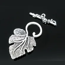 DoreenBeads, замочки из цинкового металлического сплава, лист, античный Серебристый узор в виде листьев, 37 мм x 23 мм(1 4/" x7/8"), 25 мм x 8 мм(" x3/8"), 3 комплекта