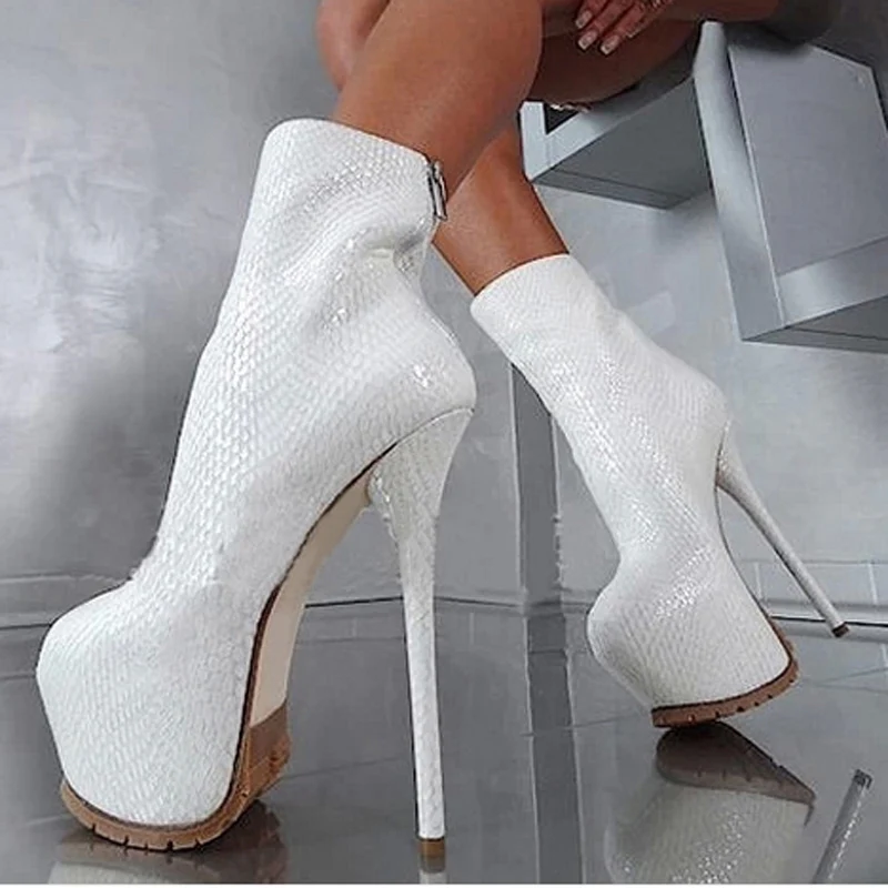 platform snakeskin booties