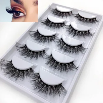 

New 1 box 5 pairs Natural Long Eye Lashes 3D Multi-layer Curling Cross False Eyelashes Daily Dating Makeup Tools Fake Eyelashes