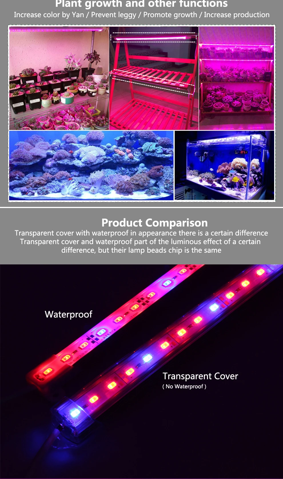 Светодиодный Grow Light Tube 3 красный 1 синий DC12V полный спектр роста светодиодный бар свет набор с адаптером для комнатный гидропонный системы