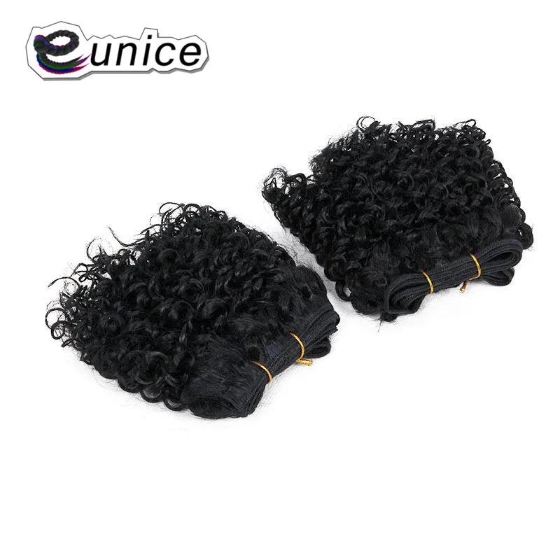 Eunice " афро кудрявый прибор для завивки двойные пряди для наращивания 2 пачки завивка искусственных волос пришить в Омбрэ шиньон цветной 1B/ошибка