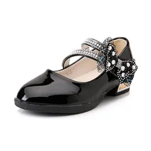2017 New Hot Sale Baby Girl Shoes Princess Sweet PU Fur Kids Single Shoes For Little Girls Bow tie Ear Rhinestone Sneakers