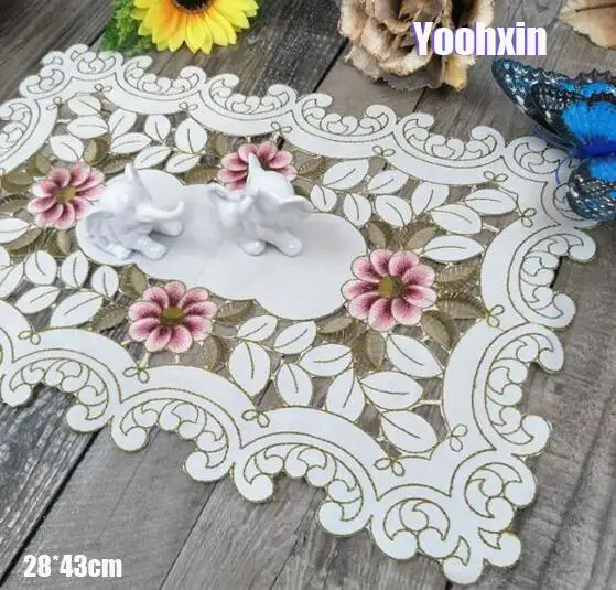 

Luxury satin embroidery placemat cup mug tea coffee coaster kitchen dining table place mat lace doily wedding drink glass pad