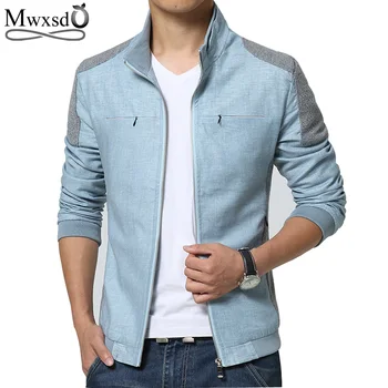 

Mwxsd Brand Spring autumn Men Jackets Fashion Casual Men's Coats Slim Fits Plus Size 3XL Linen Men's Clothing Soft Outwears
