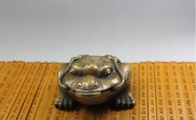 Pure copper Chinese Golden Frog Feng Shui Toad Money LUCKY Fortune Wealth Coin Home Office Decor Table Ornament Lucky | Дом и сад