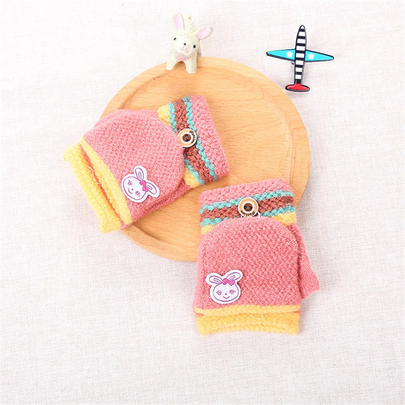 Toddler Baby Cute Thicken Hot Fingerless Gloves Kids Winter Warm Gloves Baby Knitted Mittens Baby Girls Boys Warm Gloves Toddler Knitting Mittens (5)