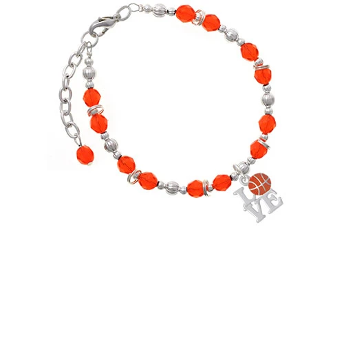 Love with Basketball Orange Beaded Bracelet