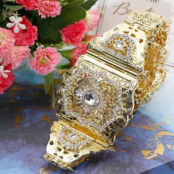 

SUNSPICE-MS Morocco caftan metal crystal waist belt for women wedding dress jewelry gold silver color chain with rhinestones