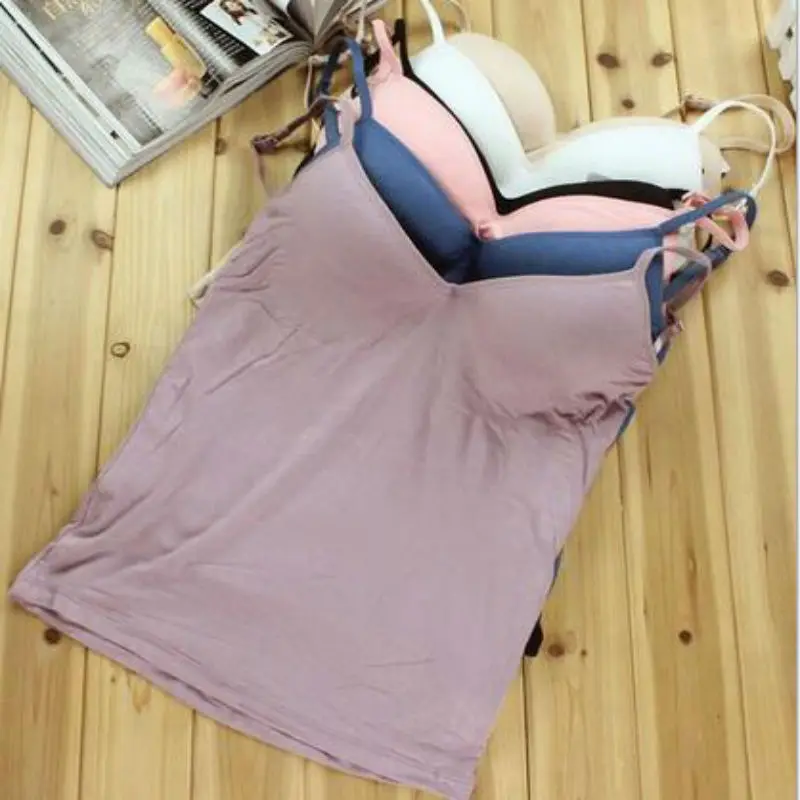 

New Summer Sexy underwear Top Women Adjustable Strap Built In Bra Padded Bra Modal Tank Top Camisole Cami halter top