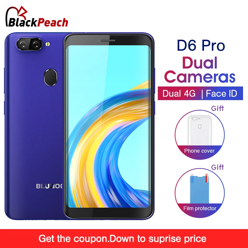 Bluboo D6 Pro Мобильный телефон Android 8 1 5 inch 2 GB 16 18:9 8MP двойной Камера MT6739 4 ядра Face ID