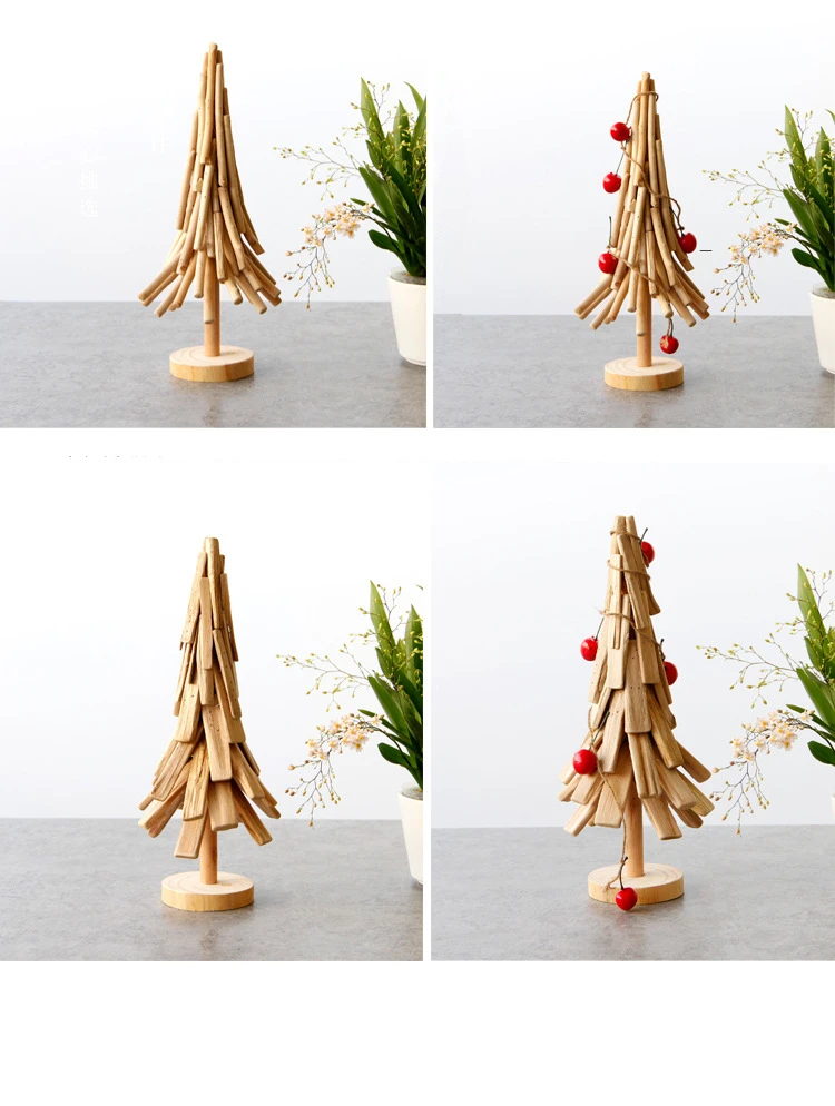 VILEAD 15,7 ''высота дерево Chritsmas дерево украшения деревянные деревья статуэтки деревянные палочки чип Дерево Модель Рождественский подарок домашний декор