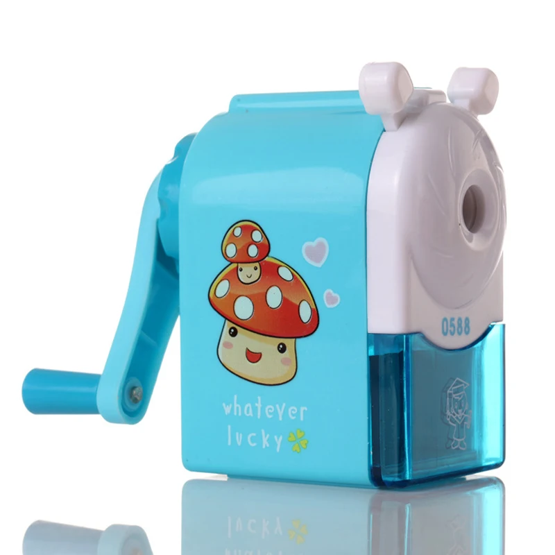 Cute Cartoon Hand Mechanical Pencil Sharpener Blue Red Office School