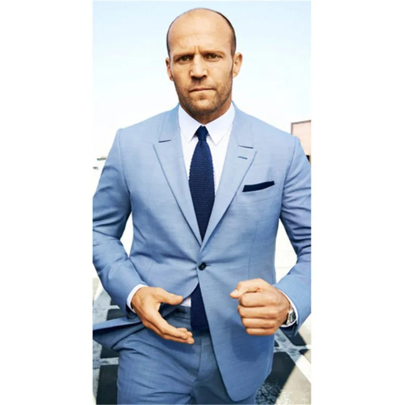 5008 25 De Réductiontpsaade 2020 Slim Fit Marié Tuxedos Col Cranté Hommes Costume Bleu Clair Groomsmanmarié Mariage Meilleur Homme Costumes