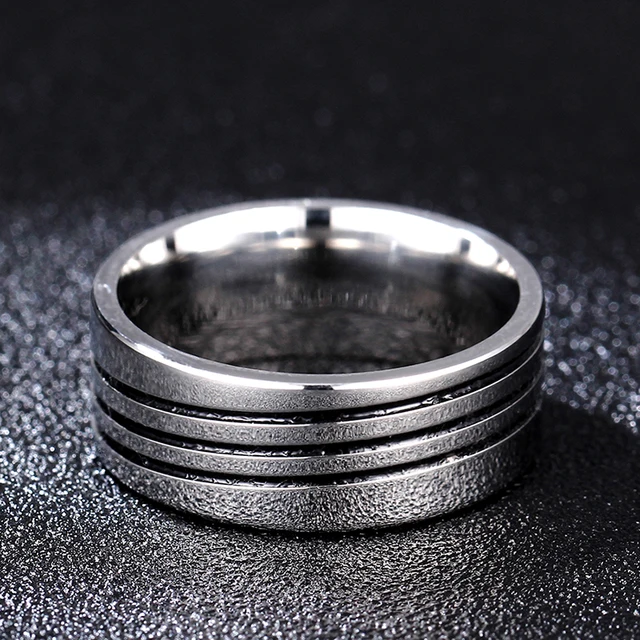 8mm Triple layer Stripe Rotation rings 316L Stainless Steel men finger ring whol 8mm Triple layer Stripe Rotation rings 316L Stainless Steel men finger ring whol