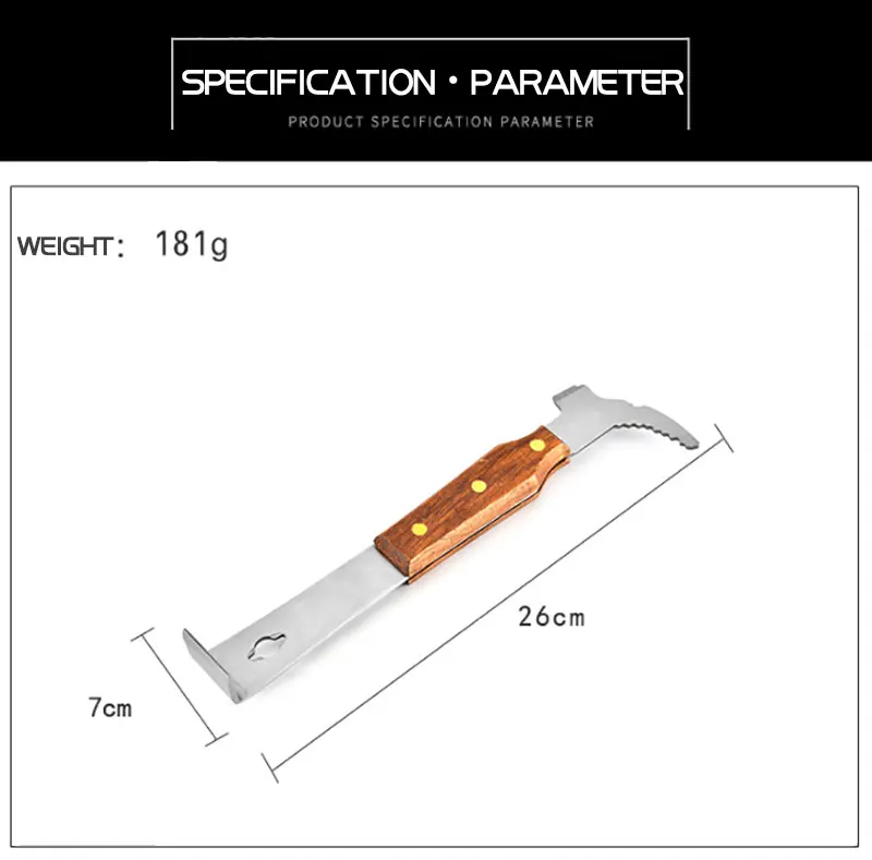 Пчелиные инструменты оптом многофункциональный пусковой скребок пчелиный нож для пчеловодства деревянный нержавеющий отрезок стали нож пасечный